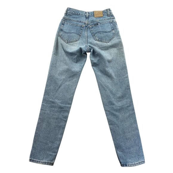 Vintage Lee Womens Jeans Size 26 Measured Blue Denim Slim Skinny Leg High Rise - Picture 2 of 13